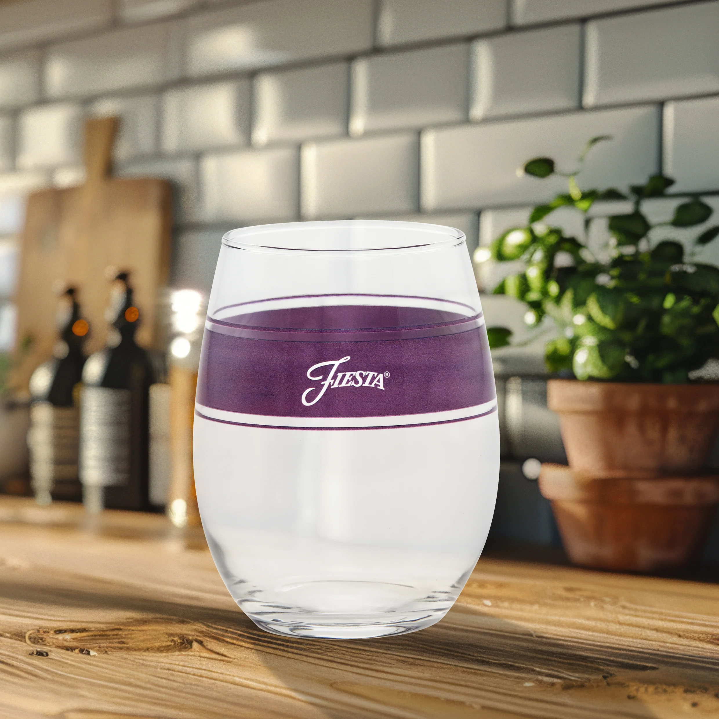Retired 15 oz. Fiesta® Frame Stemless Wine Mulberry – Set of 4 - Image 2