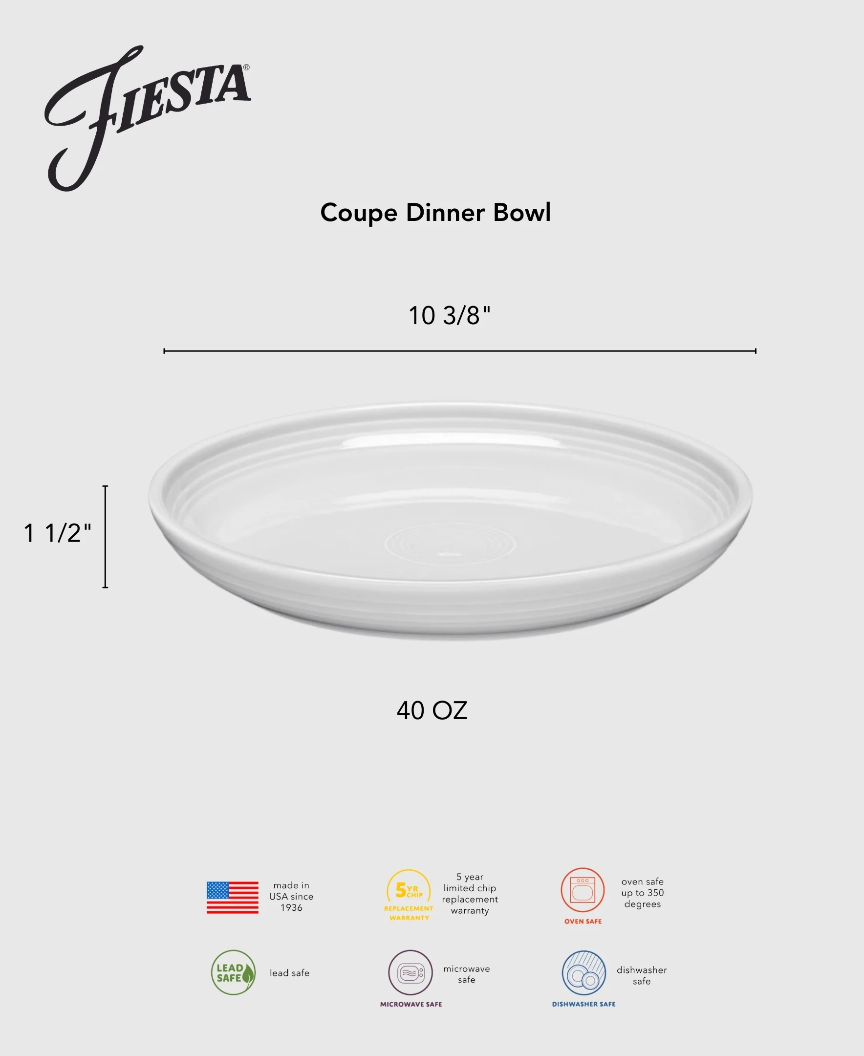 New Retired Coupe 10 3/8 Inch Dinner Bowl 40 OZ - Image 2