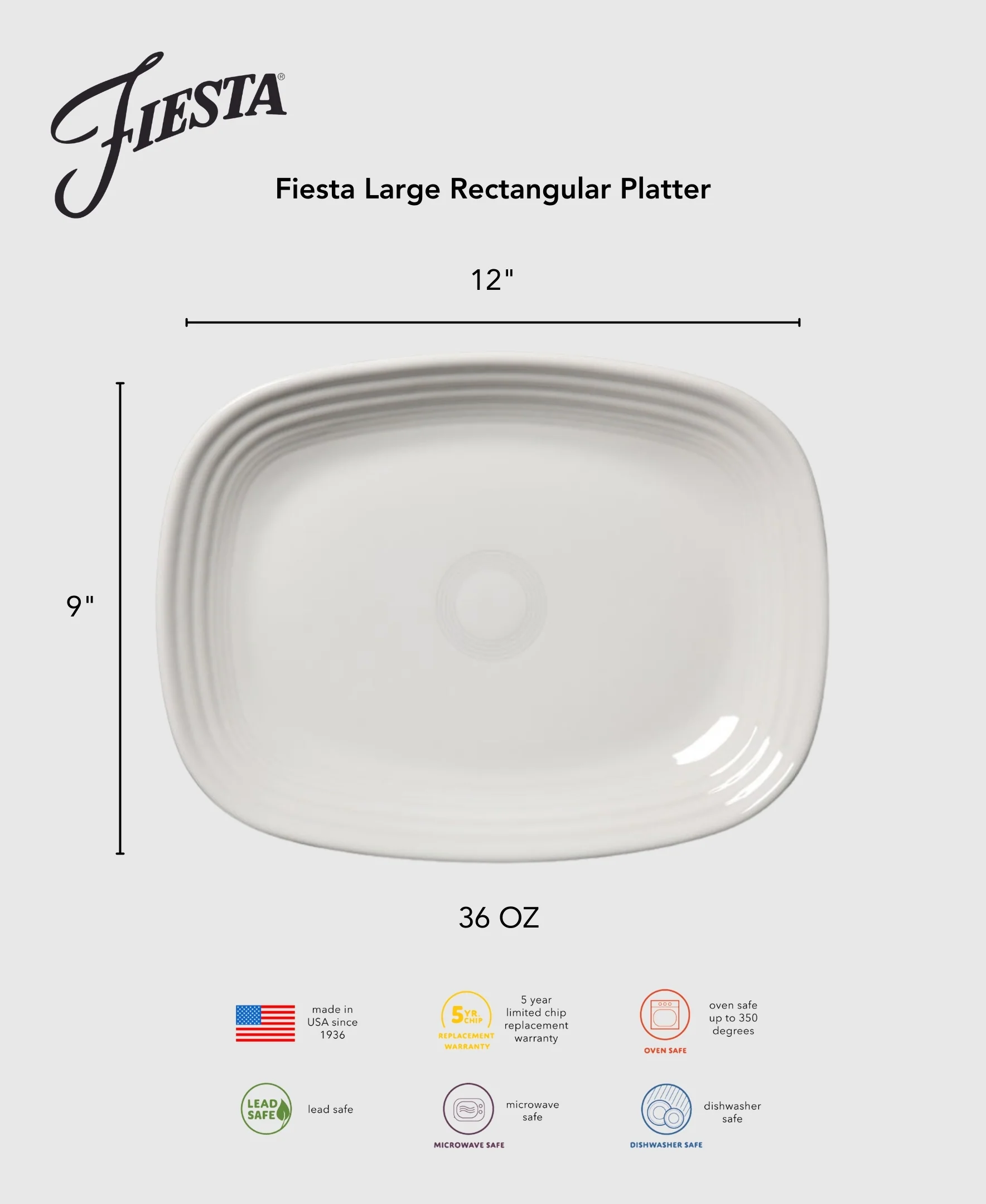 Fiesta 12 Inch Large Rectangular Platter - Image 2