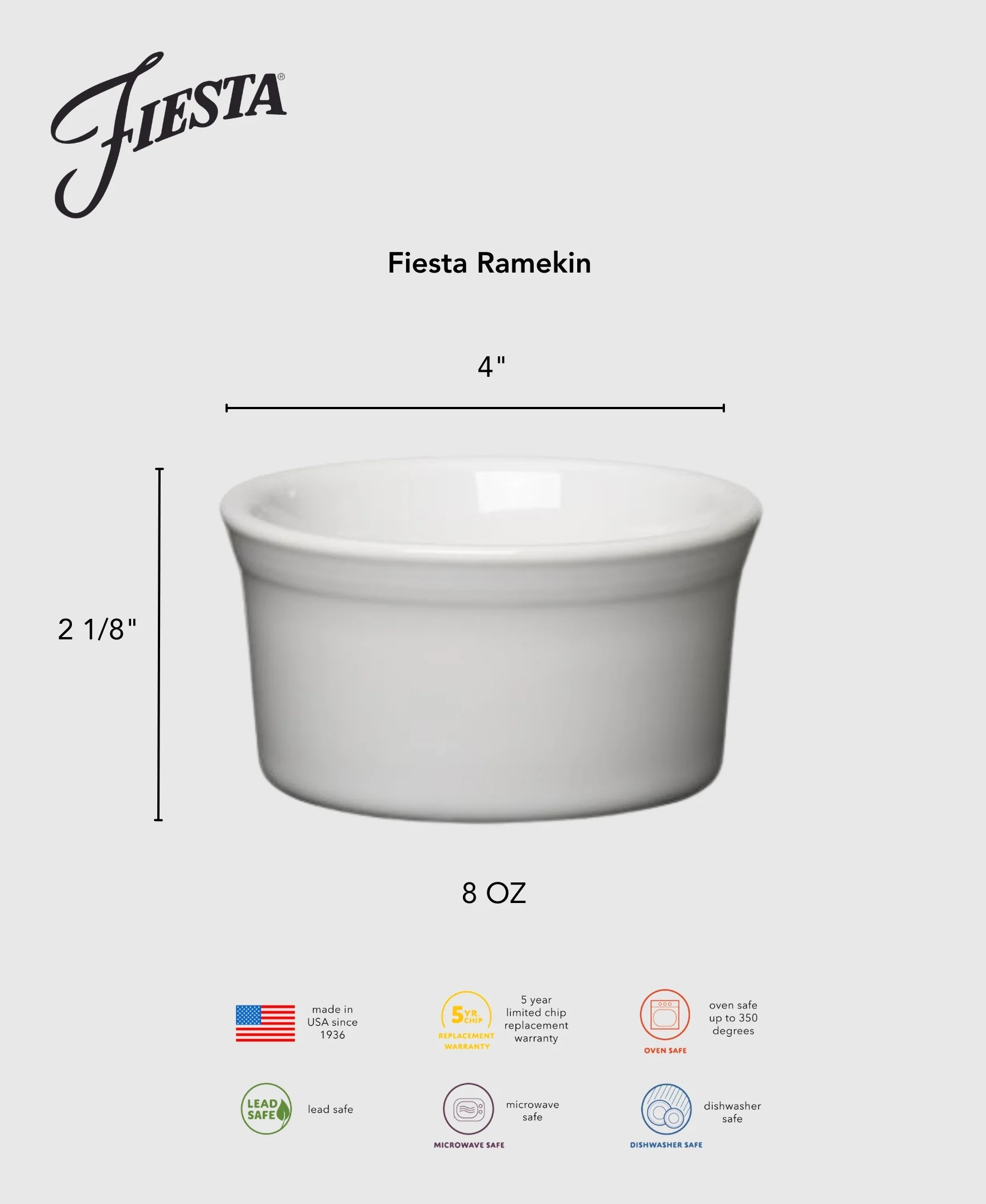 Fiesta 8 OZ Ramekin 4 Inch - Image 3